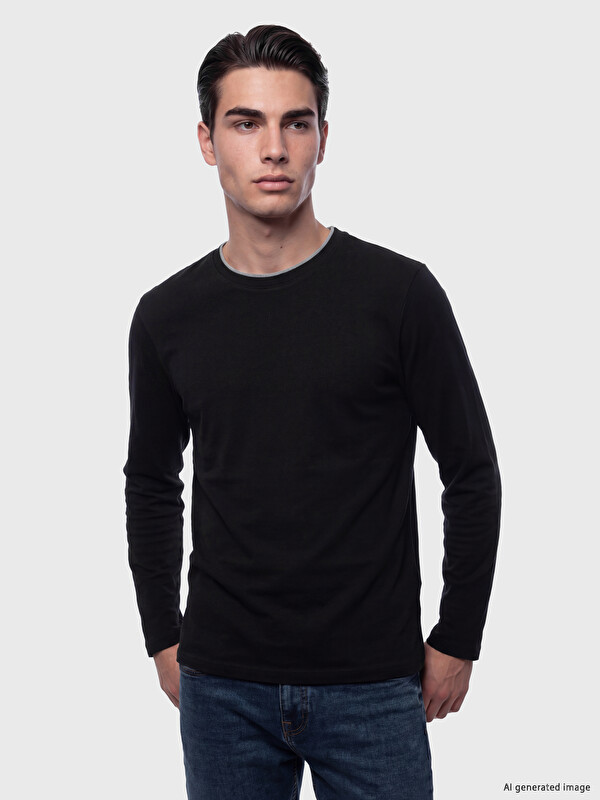 LC WAIKIKI Crew Neck Long Sleeve Men's Pyjamas Top