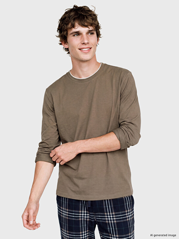 LC WAIKIKI Crew Neck Long Sleeve Men's Pyjamas Top