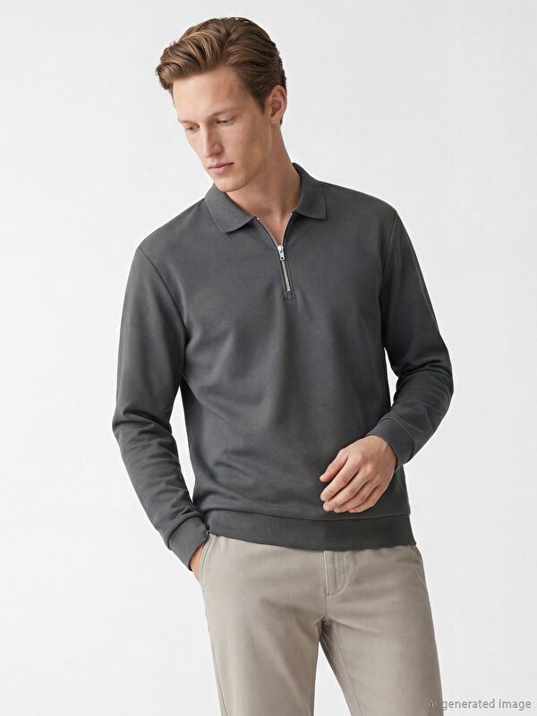 SOUTHBLUE Polo Yaka Erkek Sweatshirt