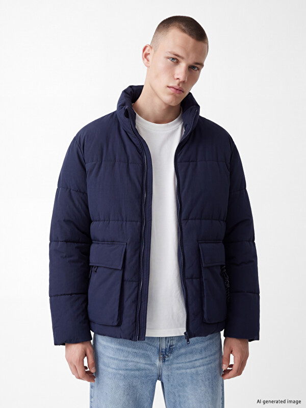 XSIDE Relaxed Fit Mock Neck Men's Puffer Coat