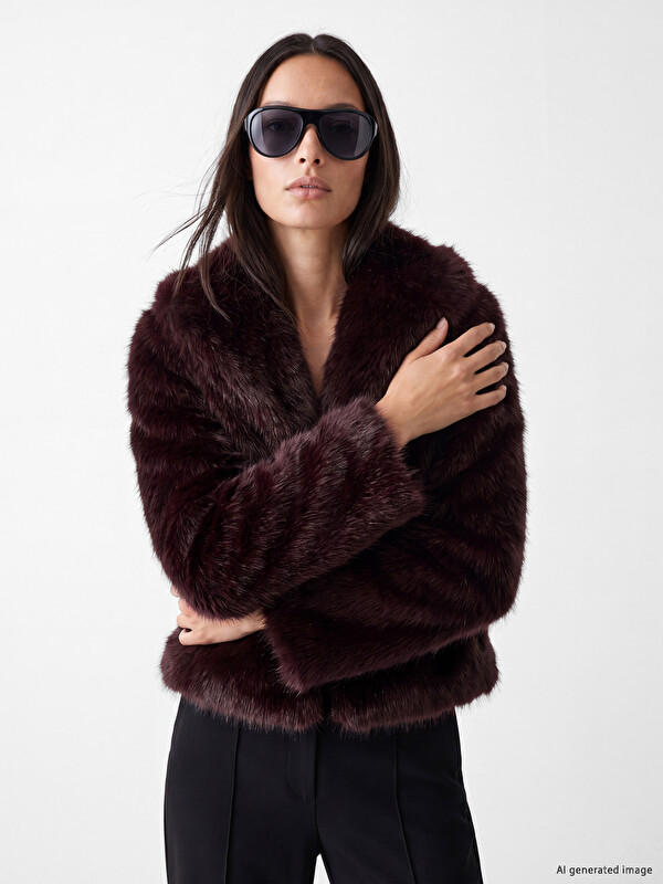 LCW EVERYDAY Lapel Collar Women's Fur Coat
