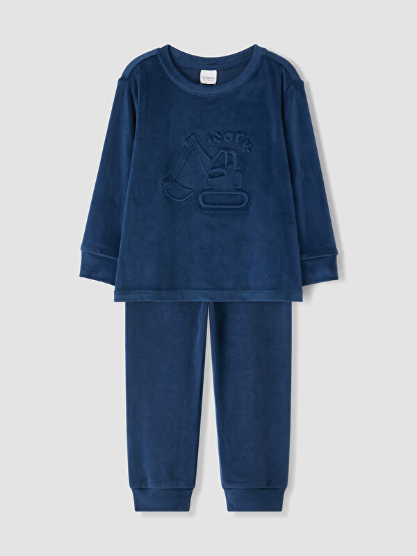 LCW Kids Crew Neck Velvet Boys' Pyjamas Set