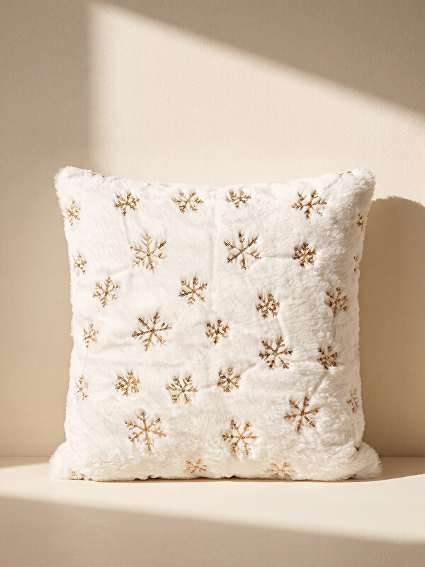 LCW HOME Snowflake Embroidered Cushion Cover 45x45 cm