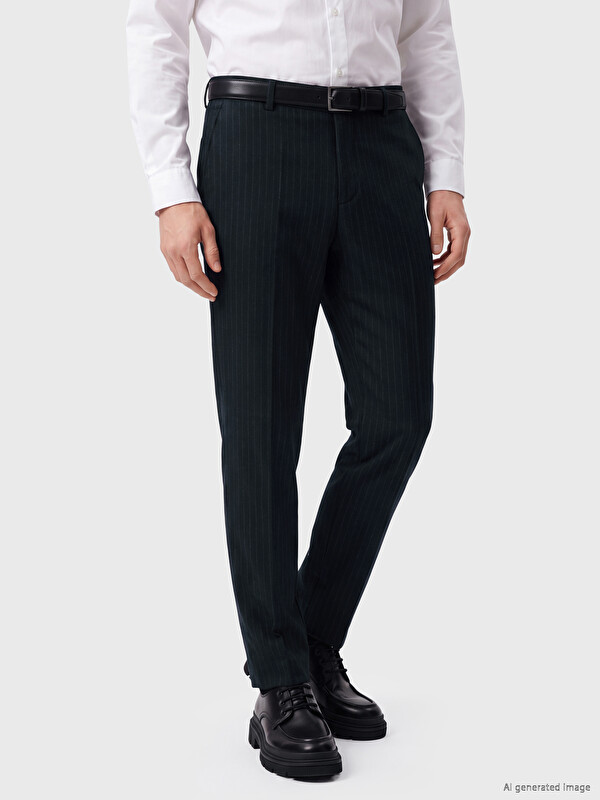 SOUTHBLUE Standard Fit Thin Striped Men's Trousers