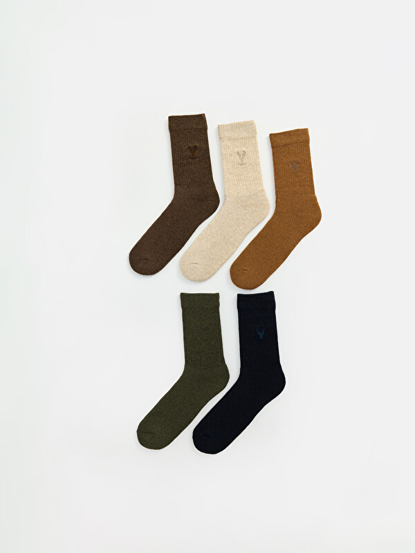 LCW ACCESSORIES Embroidered Men's Ankle Socks 5 Pack