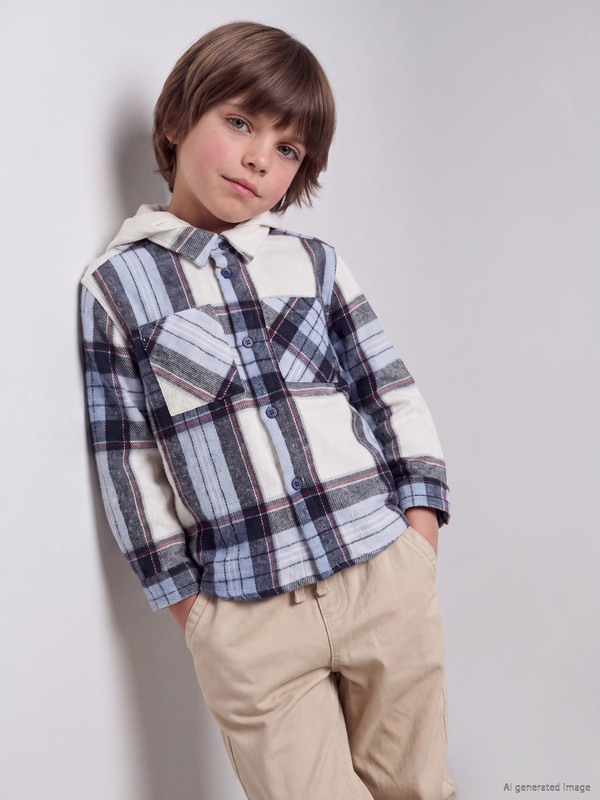 LCW Kids Kapüşonlu Ekose Erkek Çocuk Gömlek
