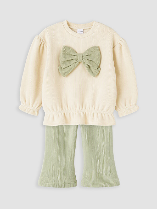 LCW baby Bowed Baby Girls' Sweatshirt and Tights