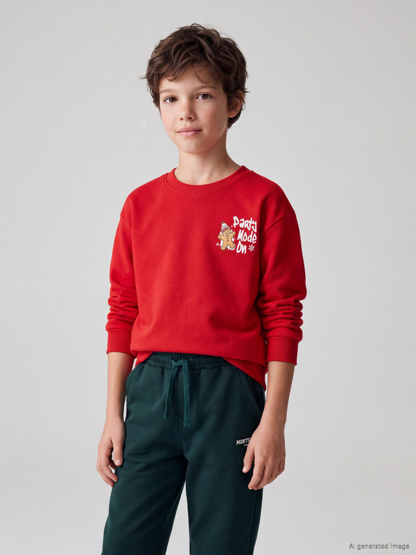 LCW Kids Crew Neck Printed Boys' Thick Sweatshirt