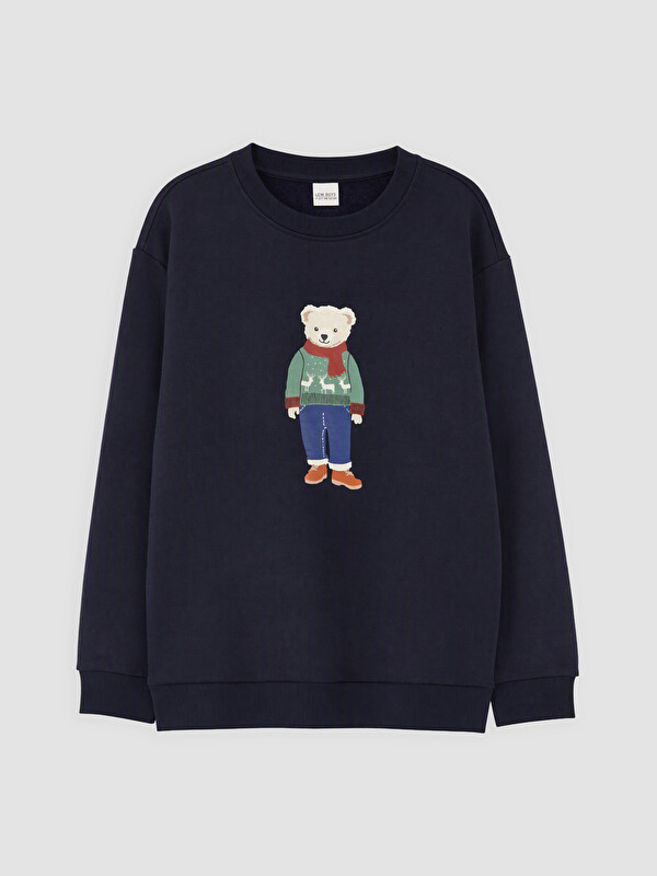 LCW Kids Bear Teddy Printed Boys' Thick Sweatshirt