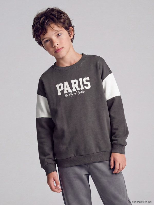 LCW Kids Paris Printed Boys' Thick Sweatshirt