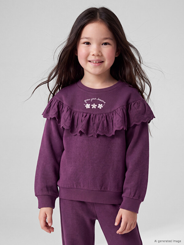 LCW Kids Fisto Detaylı Nakışlı Kız Çocuk Sweatshirt