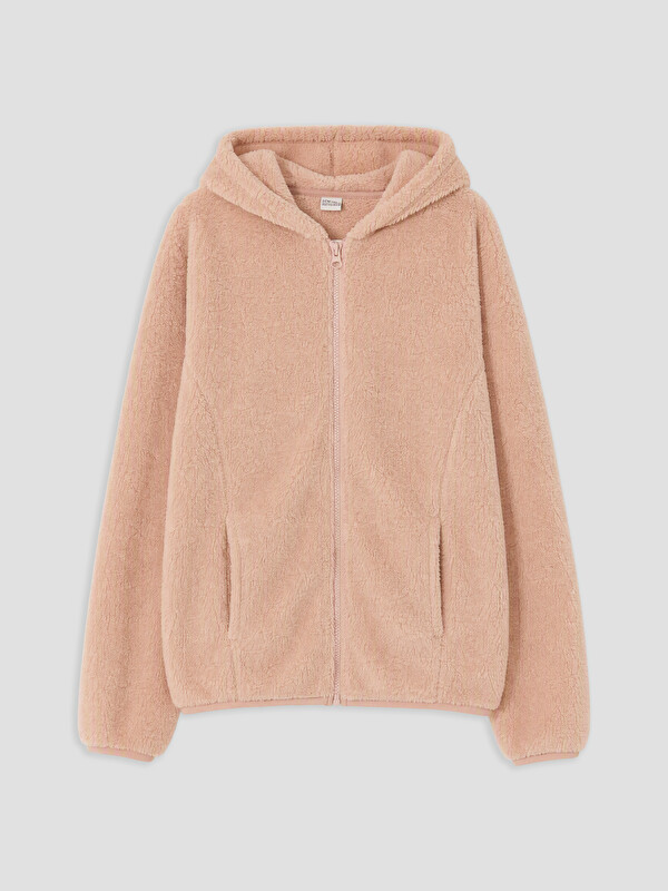 LCW Kids Kız Çocuk Pelüş Fermuarlı Sweatshirt