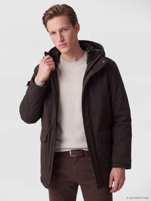 SOUTHBLUE Regular Fit Pelüş Astarlı Kapüşonlu Erkek Mont