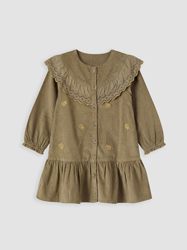LCW baby Платье из вельвета для девочек с круглым вырезом и вышивкой