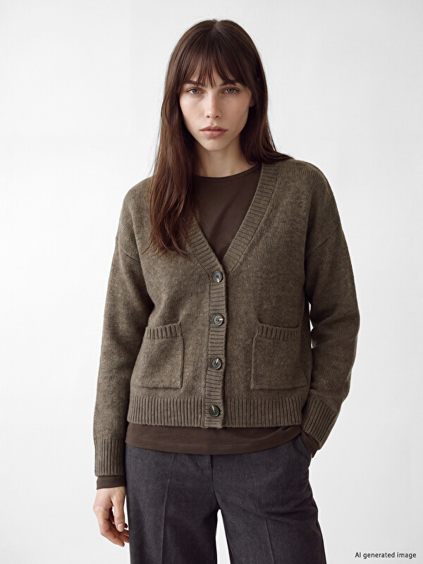 LCW EVERYDAY V Neck Women's Knitwear Cardigan
