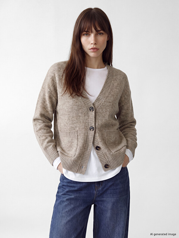 LCW EVERYDAY V Neck Women's Knitwear Cardigan