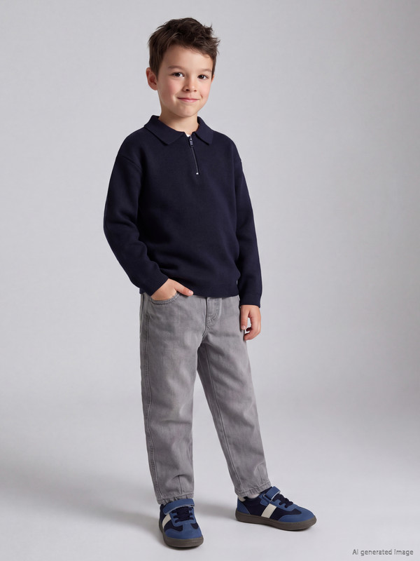 LCW Kids Baggy Fit Polar Astarlı Erkek Çocuk Jean Pantolon