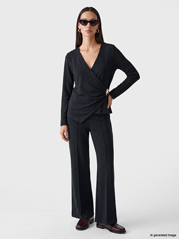 LCW EVERYDAY Front Stitched Flare Women's Knitwear Trousers