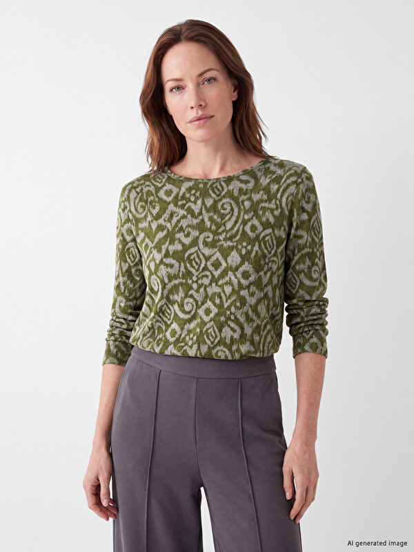 LCW Grace Crew Neck Patterned Women's T-Shirt