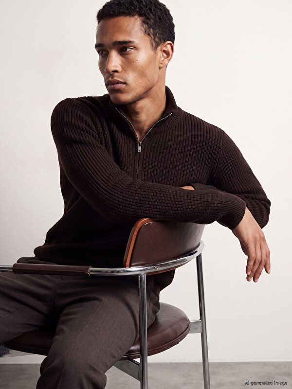 LCW Vision Stand Collar Men's Knitwear Sweater