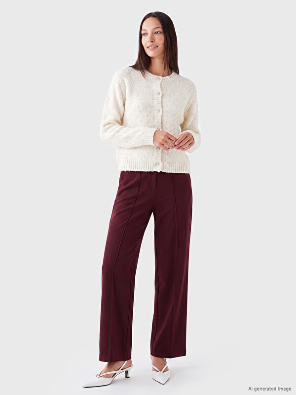 LCWAIKIKI Classic Crew Neck Patterned Women's Knitwear Cardigan