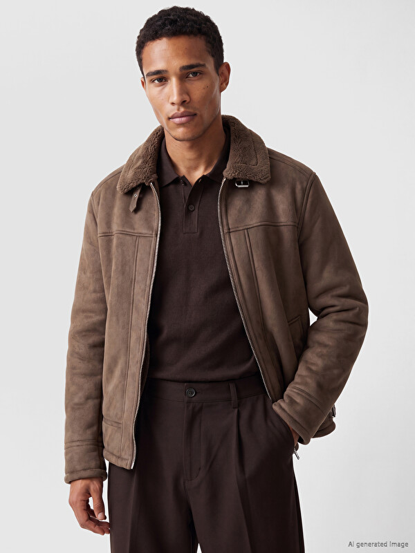 LCW Vision Regular Fit Faux Leather Men's Coat
