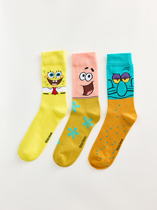 LCW ACCESSORIES Sünger Bob Baskılı Erkek Çorap 3'lü Paket