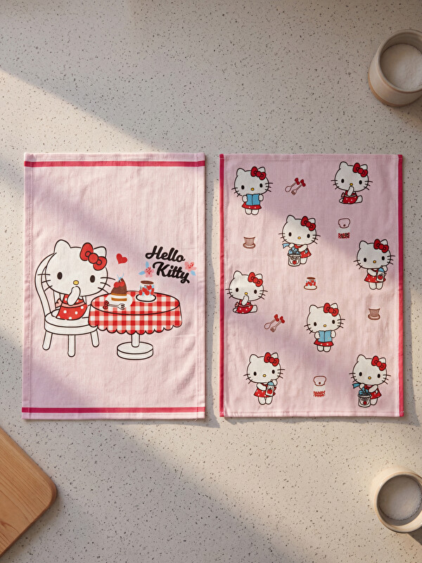 LCW HOME hello kitty принтті мақта шай орамал 2 данадан тұратын 40x50 cm