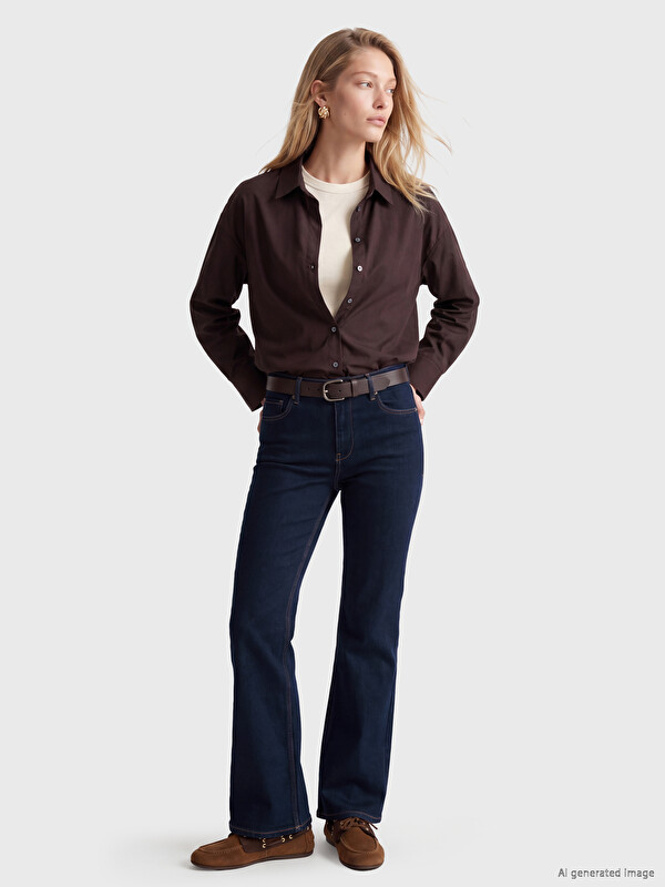 LCW Jeans Yüksek Bel Flare Kadın Jean Pantolon