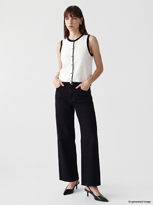 LCW Jeans Yüksek Bel Wideleg Kadın Jean Pantolon