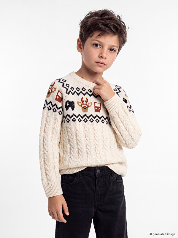 LCW Kids New Year Themed Boys' Knitwear Sweater