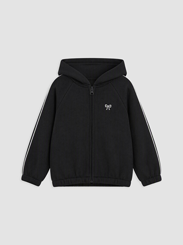 LCW Kids Girl Black Zip-Up Sweatshirt