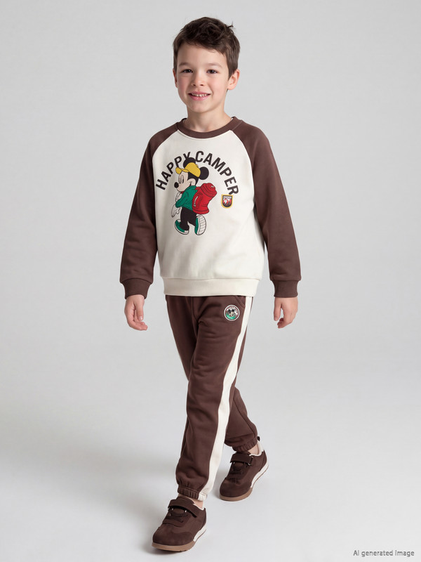 LCW Kids Ensemble garçon imprimé Mickey Mouse à blocs de couleurs