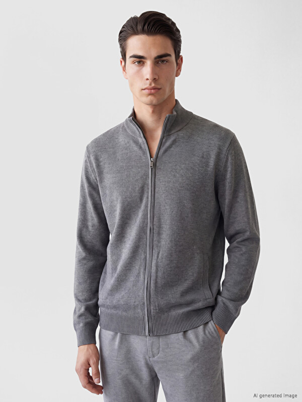LCWAIKIKI Classic Regular Fit Dik Yaka Erkek Triko Hırka
