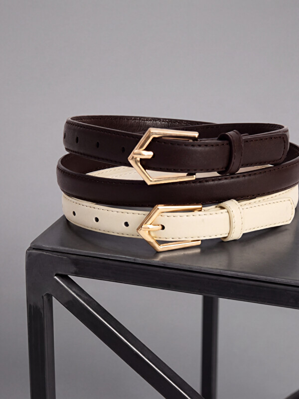 LCW ACCESSORIES Faux Leather Women's Belt 2-pack