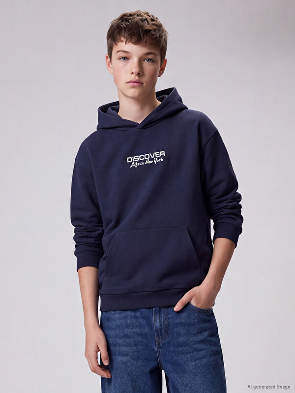 LCW Kids Kapüşonlu Baskılı Erkek Çocuk Sweatshirt