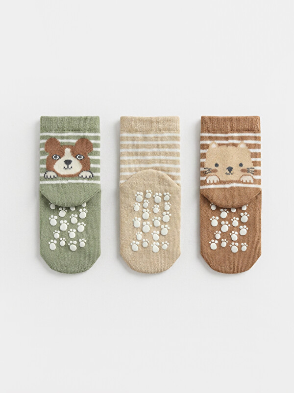 LCW Kids Animal Figured and Striped Baby Boys' Ankle Socks 3-piece