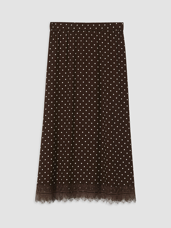 LCW Grace Elastic Waist Polka Dot A Line Skirt