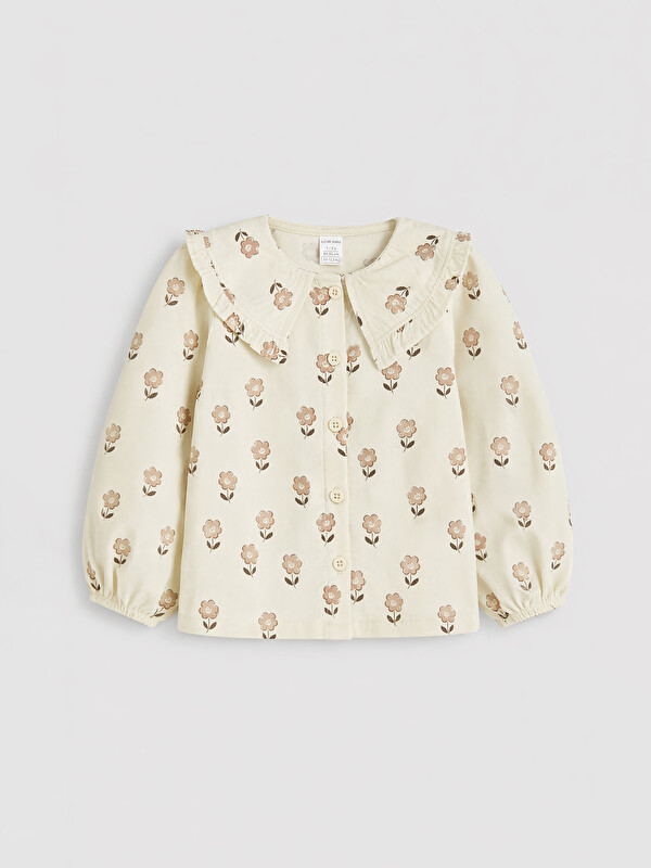 LC WAIKIKI Floral Patterned Peter Pan Collar Baby Girls' Shirt