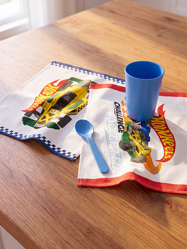 LCW HOME Pecetë kuzhine pambuku me stampim Hot Wheels, 2 copë, 40x50 cm