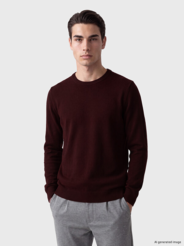 LCWAIKIKI Classic Man Bordeaux Sweater