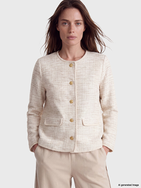 LCW Grace Crew Neck Patterned Women's Cardigan