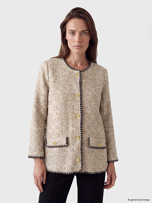 LCW Grace Cardigan Femei cu model cu guler rotund