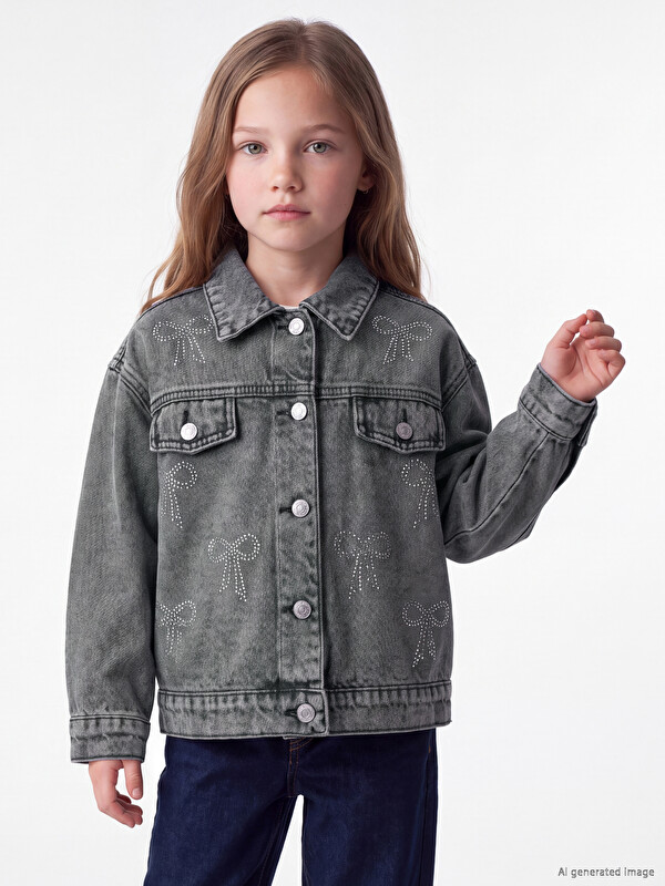 LCW Kids Rahat Kalıp Kız Çocuk Jean Ceket