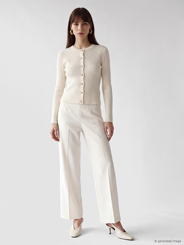 LCW Vision High Waisted Wide Leg Women's Trousers