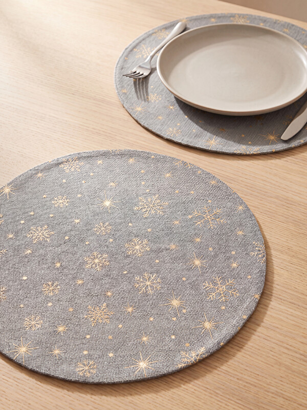 LCW HOME Snow Flake Patterned 2-pack Round Placemat