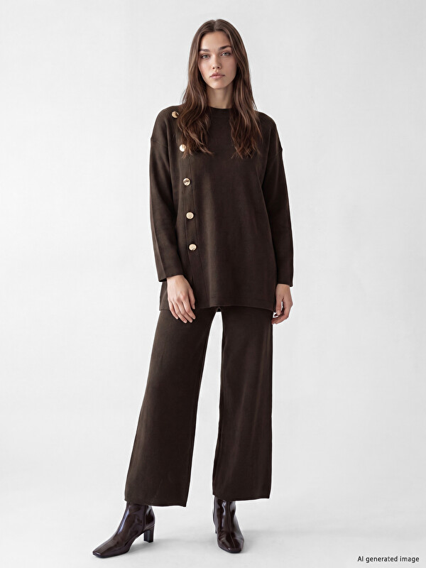 LCW Modest Wide Leg Women's Knitwear Trousers