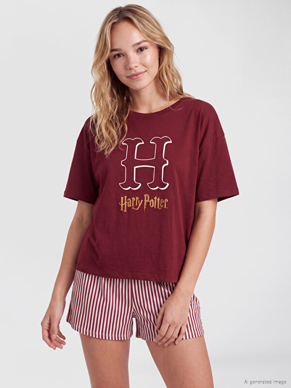 LCW Young Harry Potter Baskılı Kadın Şortlu Pijama Takımı
