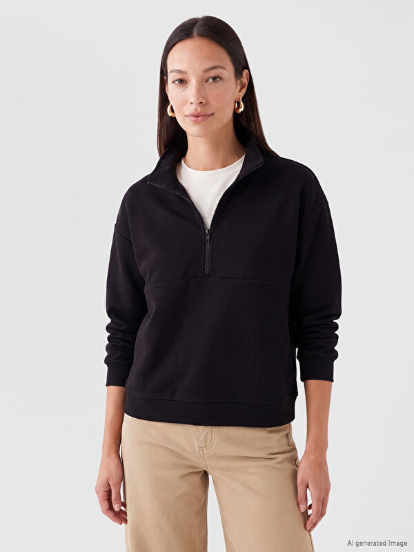 LCW ECO Dik Yaka Soft Touch Kadın Sweatshirt