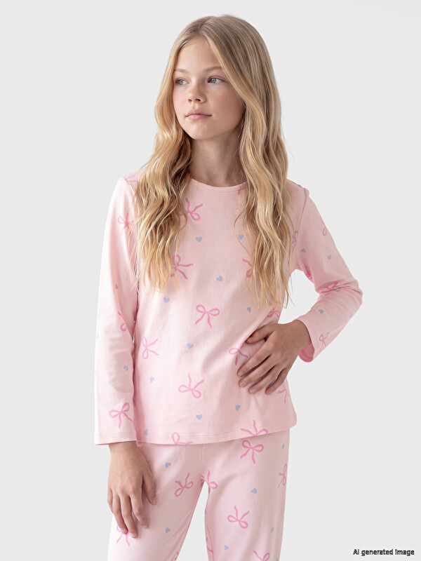 LCW Kids Crew Neck Girls' Pyjamas Set